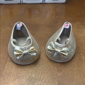 Sparkling Gold Bow Baby Shoes